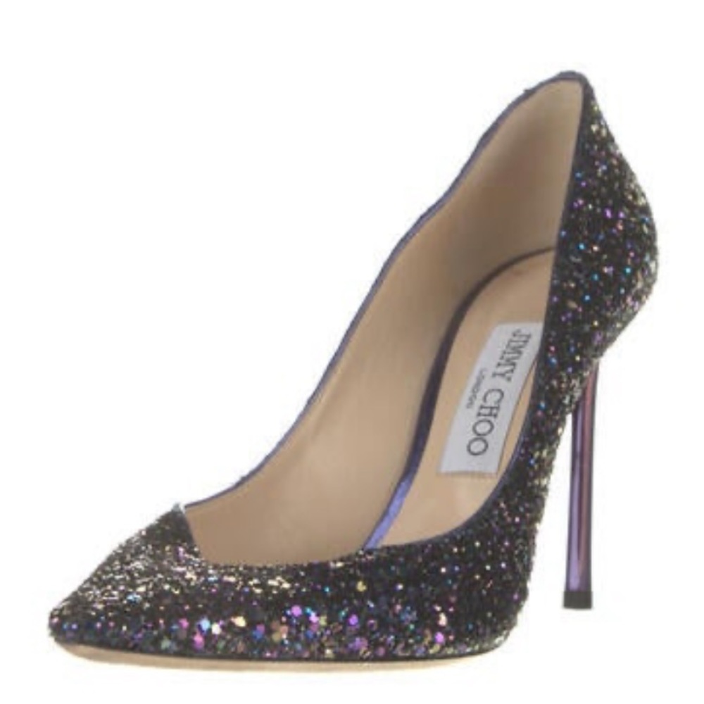 Jimmy Choo Heels - Purple Glitter Size 7.5 / IT 37.5